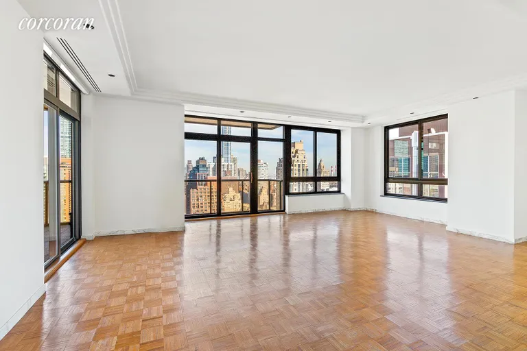 New York City Real Estate | View 100 United Nations Plaza, 34E | Living & dining with 3 exposures | View 2