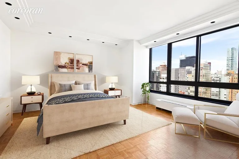 New York City Real Estate | View 100 United Nations Plaza, 34E | North-facing bedroom | View 6