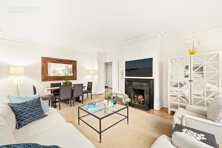 New York City Real Estate | View 150 East 73rd Street, 3A | Living/Dining Room With WBFP | View 2