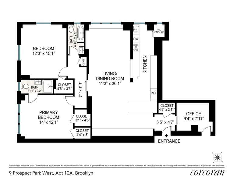 9 Prospect Park West, 10A | floorplan | View 10