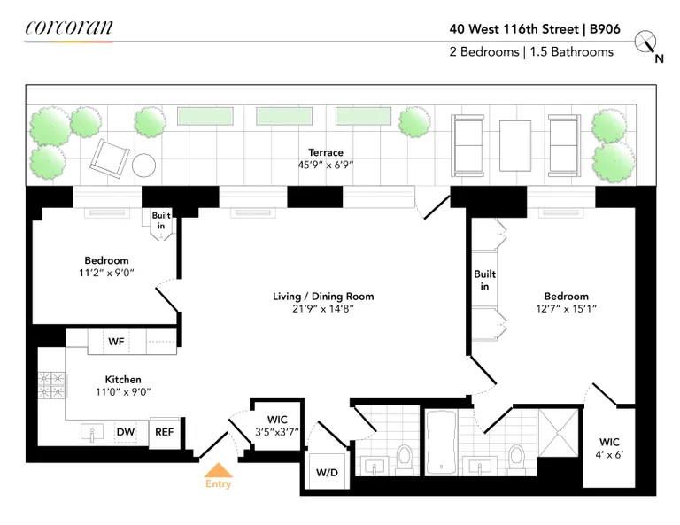 40 West 116th Street, B906 | floorplan | View 1