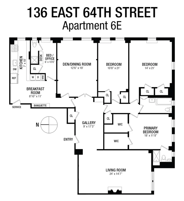 136 East 64th Street, 6E | floorplan | View 12