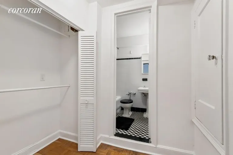 New York City Real Estate | View 140 East 40th Street, 2C | Closet/Dressing and Bath Area | View 4