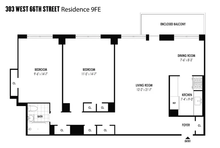 303 West 66th Street, 9FE | floorplan | View 7