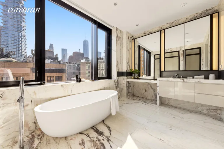 New York City Real Estate | View 11 Beach Street, PHD | Primary Bathroom | View 12