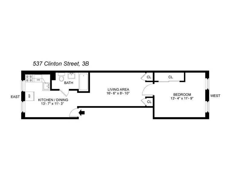537 Clinton Street, 3B | floorplan | View 7