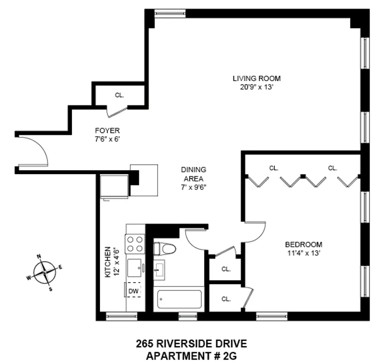 265 Riverside Drive, 2G | floorplan | View 9