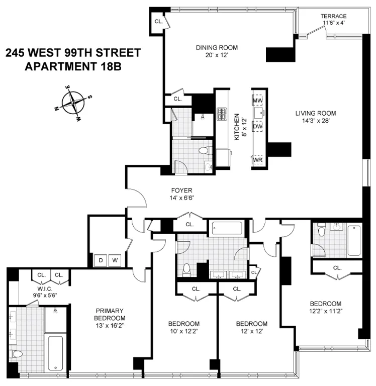 245 West 99th Street, 18B | floorplan | View 32