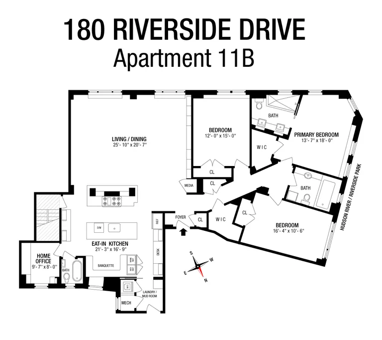 180 Riverside Drive, 11B | floorplan | View 14