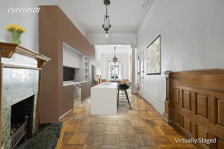 New York City Real Estate | View 41 West 68th Street | Parlor Entry/Kit. - Virtually Stage | View 5