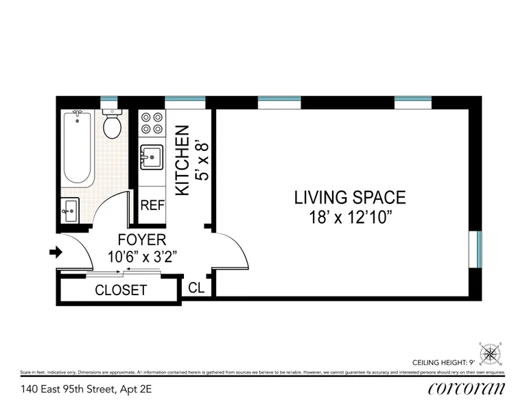 140 East 95th Street, 2E | floorplan | View 5