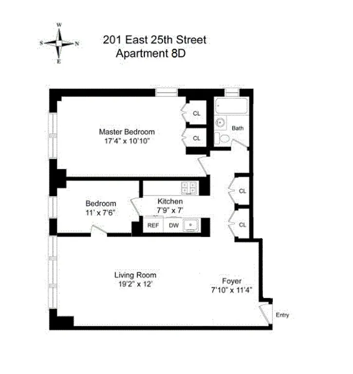 201 EAST 25TH STREET, 8D | floorplan | View 6