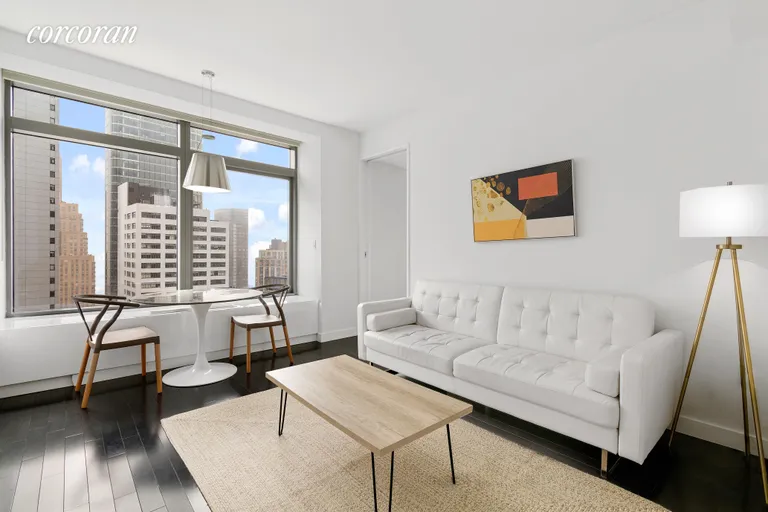 New York City Real Estate | View 123 Washington Street, 46E | Living Room | View 2