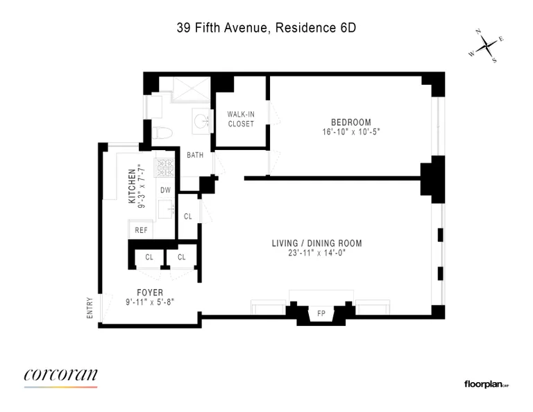 39 Fifth Avenue, 6D | floorplan | View 7