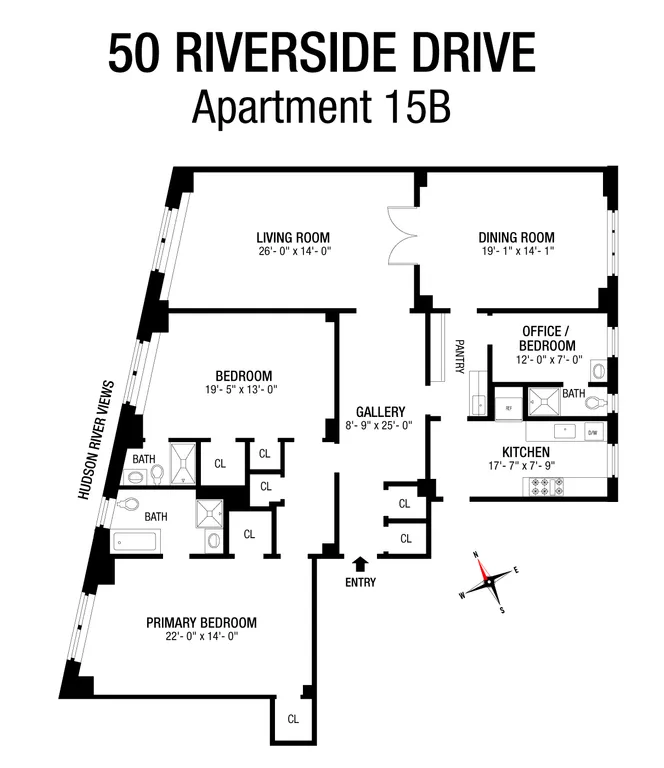 50 Riverside Drive, 15B | floorplan | View 10