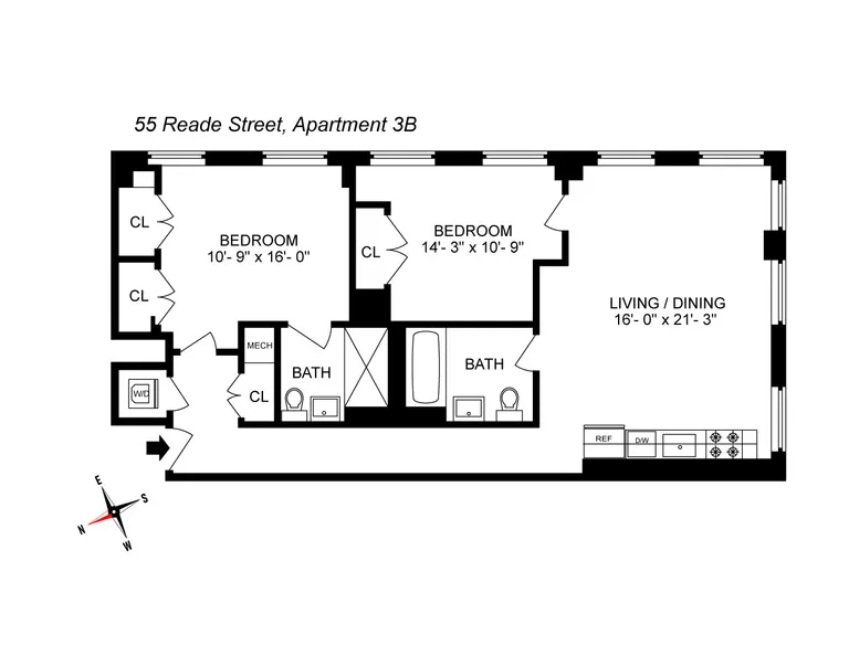 55 Reade Street, 3B | floorplan | View 9