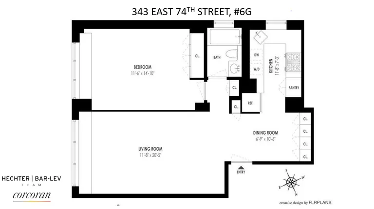 343 East 74th Street, 6G | floorplan | View 6