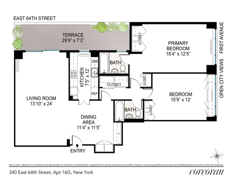 340 East 64th Street, 16G | floorplan | View 12