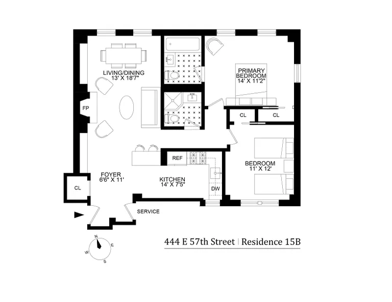444 East 57th Street, 15B | floorplan | View 11