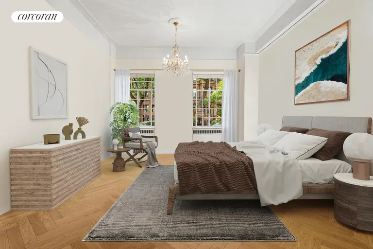 New York City Real Estate | View 300 Central Park West, 1A | Virtually Staged Primary Bedroom | View 5