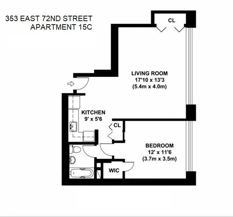 353 East 72Nd Street, 15C | floorplan | View 12
