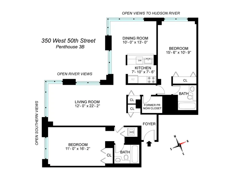 350 West 50th Street, PH3B | floorplan | View 9