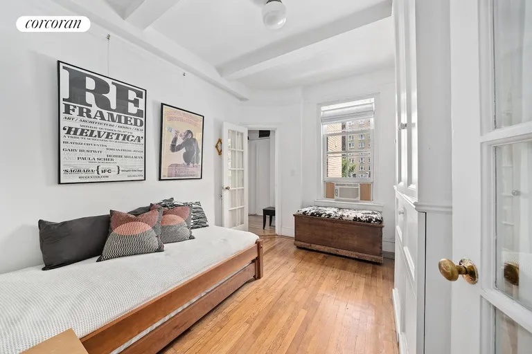 New York City Real Estate | View 35 West 9th Street, 7C | Bedroom #2, French doors, built-ins | View 5