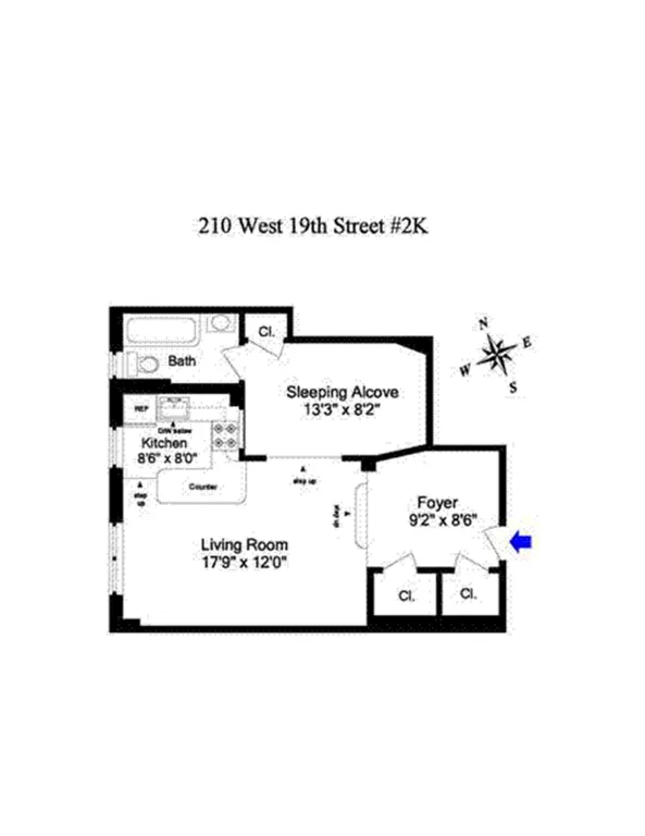 210 West 19th Street, 2K | floorplan | View 6