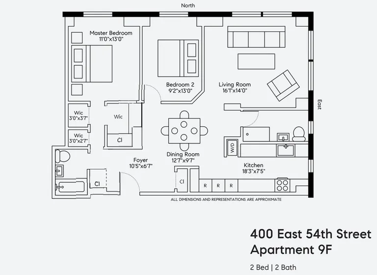 400 East 54th Street, 9F | floorplan | View 7