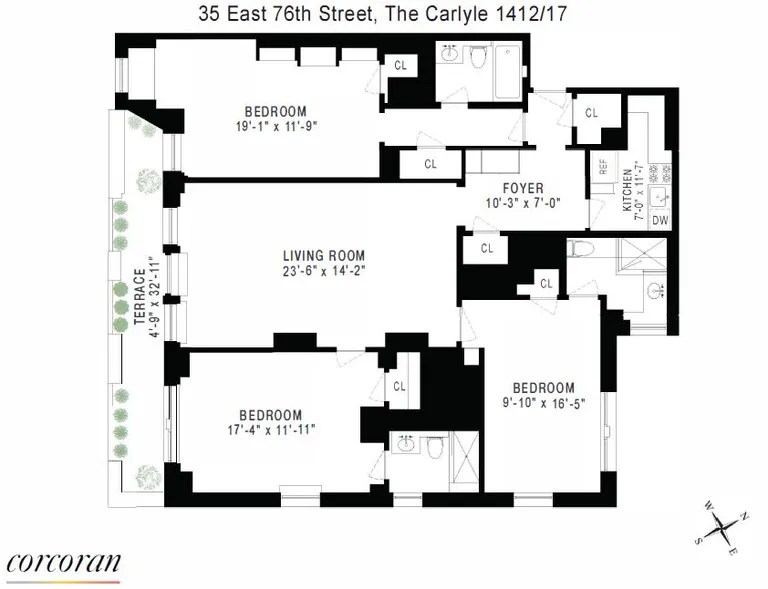 35 East 76th Street, 1412/17 | floorplan | View 14