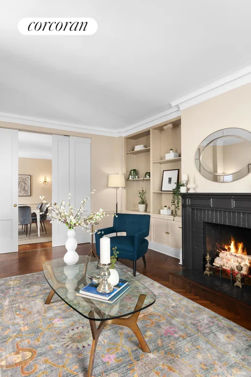 New York City Real Estate | View 150 East 73rd Street, 4A | Living Room w WBFP | View 6