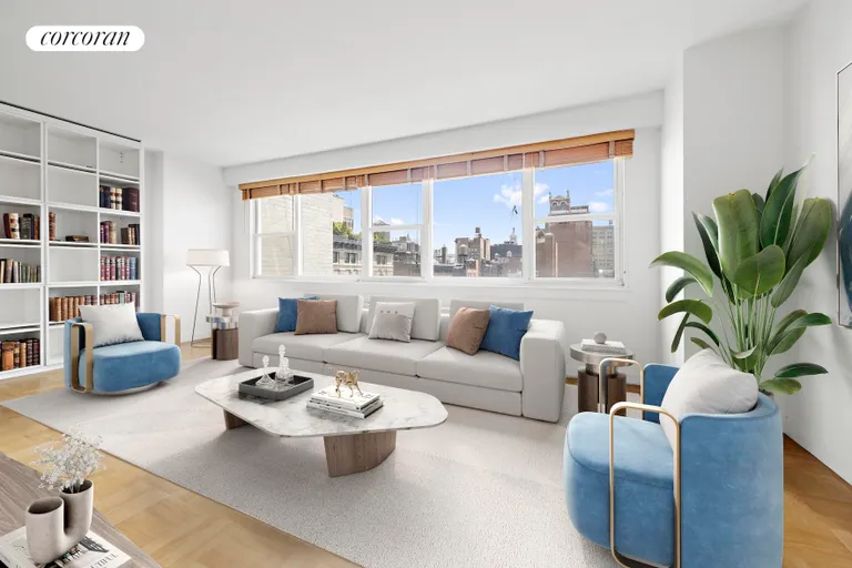 New York City Real Estate | View 101 West 12th Street, 17K | Living Room - Virtually Staged | View 5