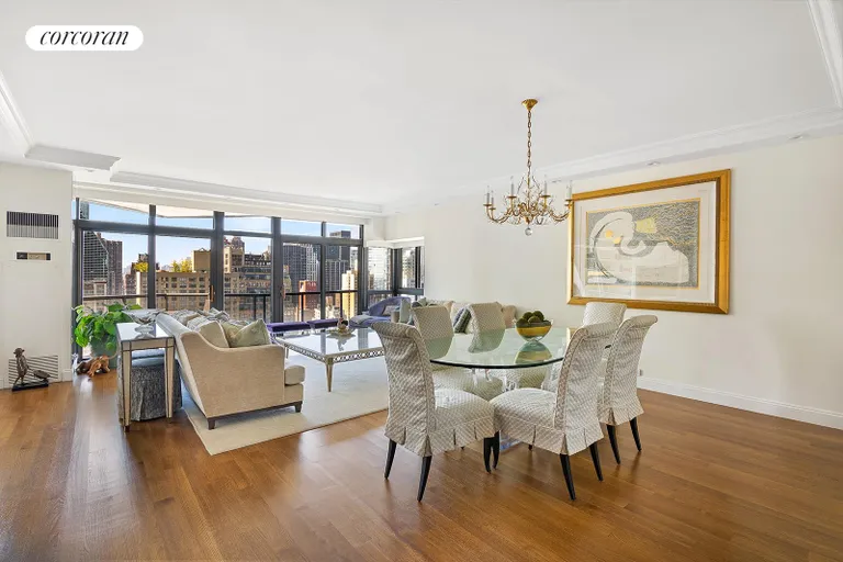 New York City Real Estate | View 100 United Nations Plaza, 35D | Living room with private balcony | View 3