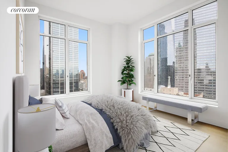 New York City Real Estate | View 30 Park Place, 39G | Virtually Staged Bedroom | View 3