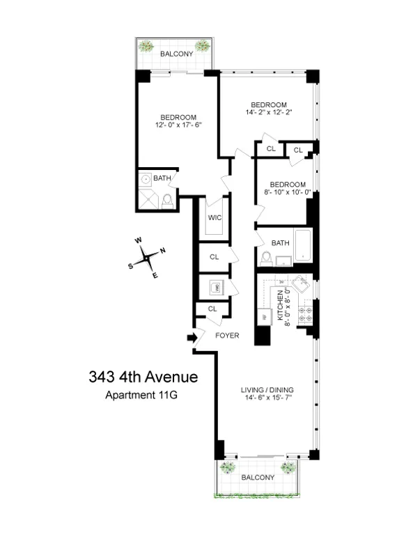 343 4th Avenue, 11G | floorplan | View 12