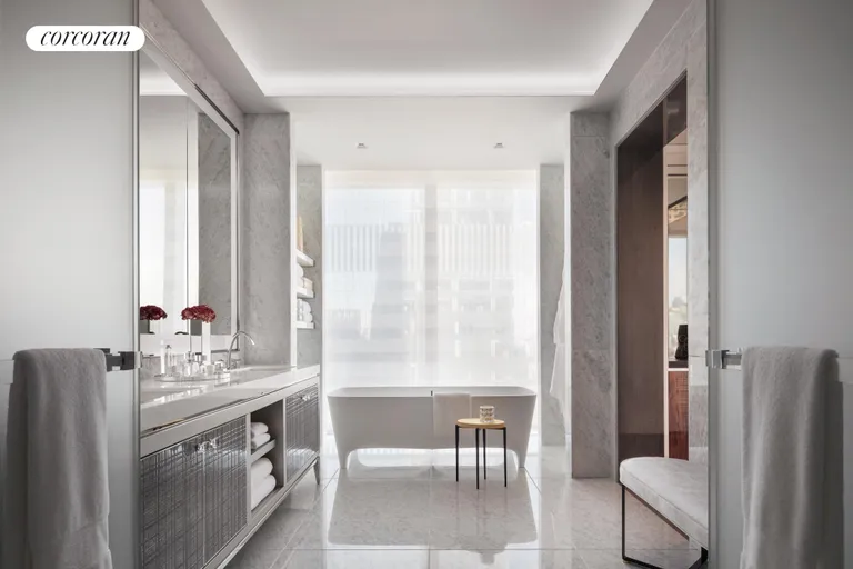 New York City Real Estate | View 35 Hudson Yards, 5904 | Primary Bathroom | View 11