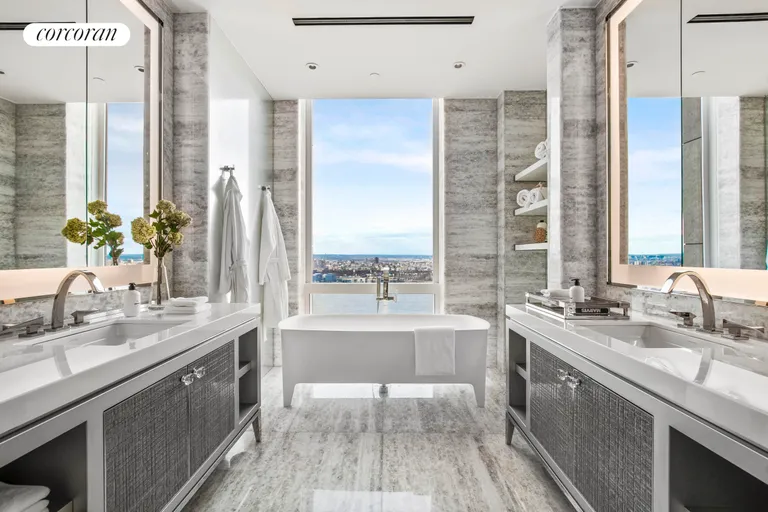 New York City Real Estate | View 35 Hudson Yards, 5901 | Primary Bathroom | View 11
