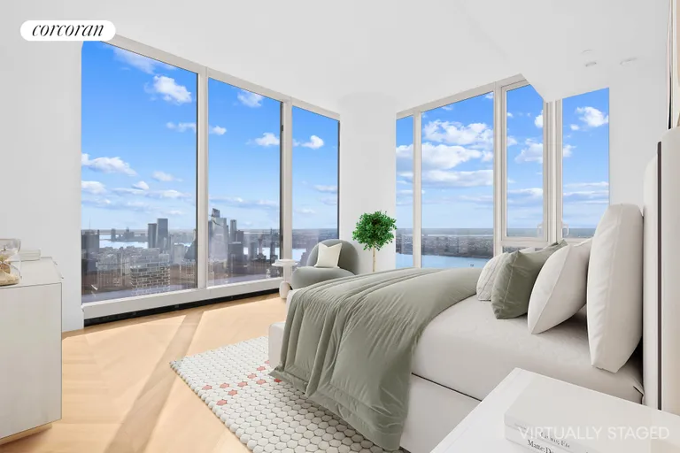 New York City Real Estate | View 217 West 57th Street, 79W | Virtually Staged Primary Bedroom | View 8