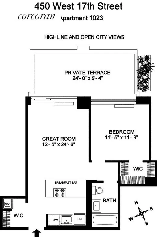 New York City Real Estate | View 450 West 17th Street, 1023 | Floorplan | View 7