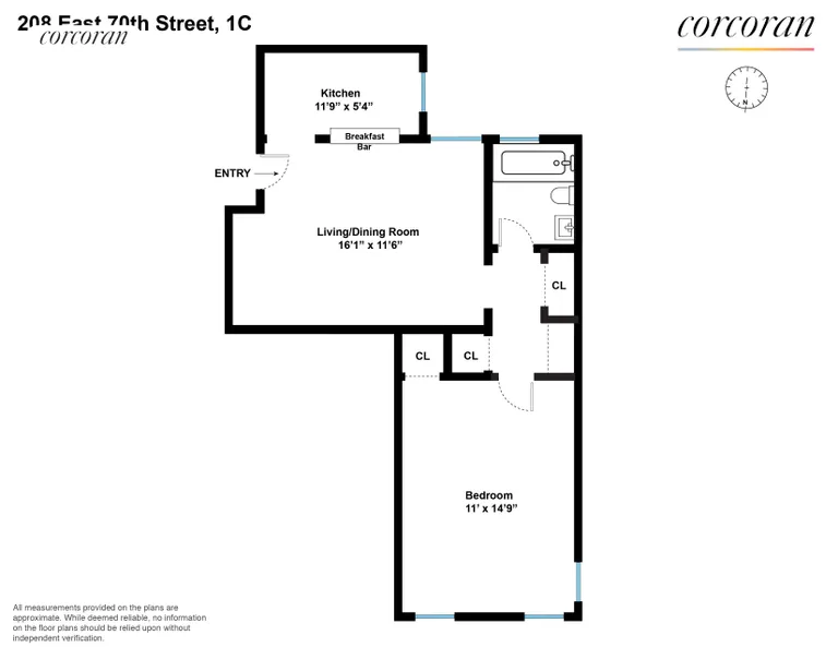 New York City Real Estate | View 208 East 70th Street, 1C | 1 Bed, 1 Bath | View 1