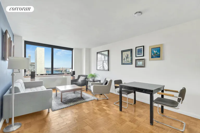 New York City Real Estate | View 415 East 37th Street, 34H | Living/Dining Room | View 2