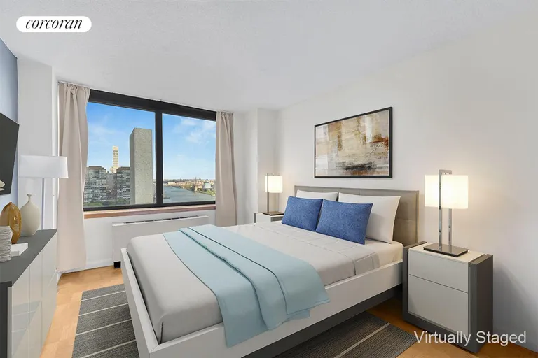 New York City Real Estate | View 415 East 37th Street, 34H | Virtually Staged Bedroom | View 3