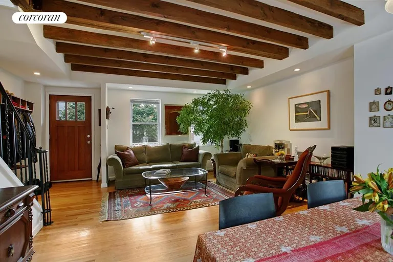 New York City Real Estate | View 307 13th Street | Open beamed Living Room | View 2