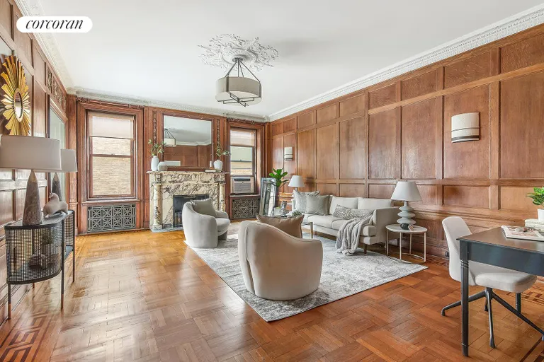 New York City Real Estate | View 190 Riverside Drive, 5A | Classic paneled living room | View 2