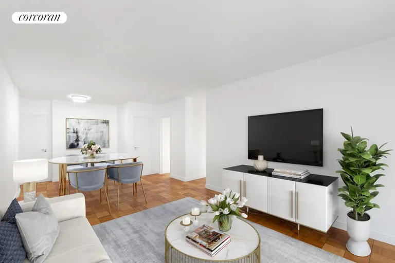 New York City Real Estate | View 77 East 12th Street, 3C | Virtually Staged LR & Dining | View 2