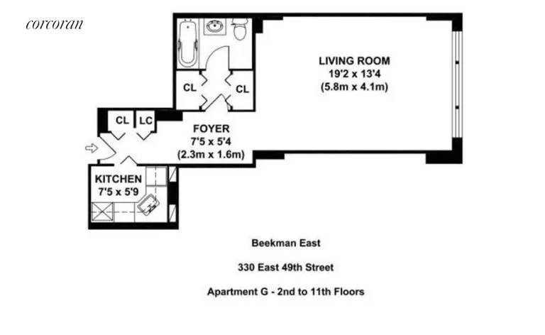New York City Real Estate | View 330 East 49th Street, 10G | Floor Plan | View 6