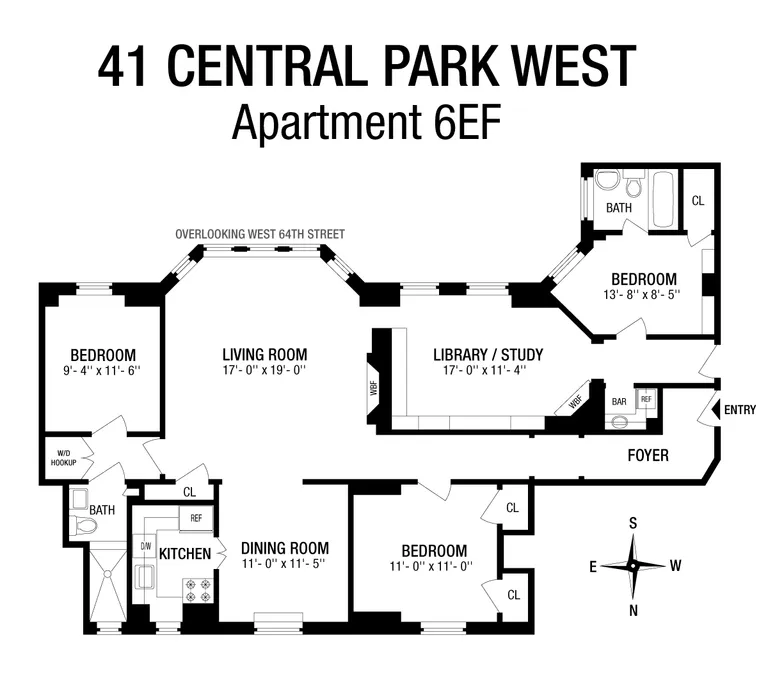 41 Central Park West, 6EF | floorplan | View 13