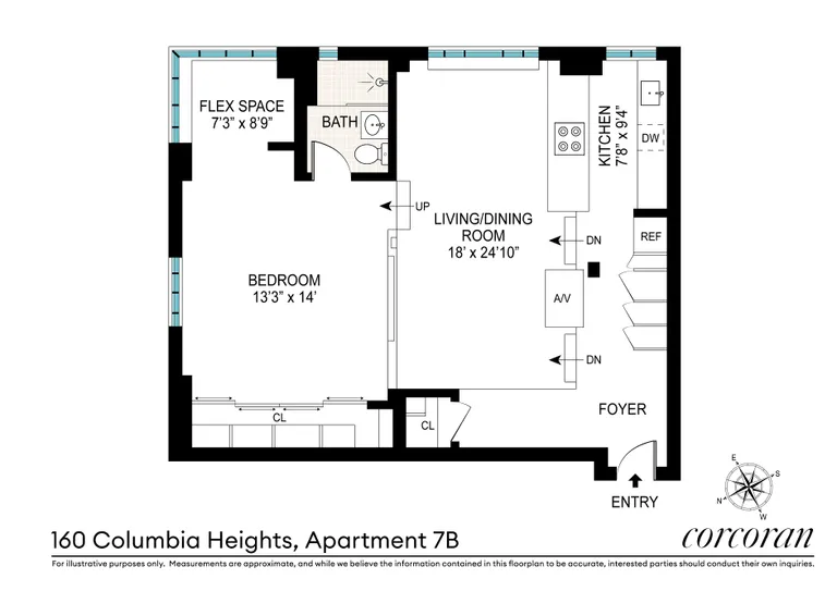 160 Columbia Heights, 7B | floorplan | View 11