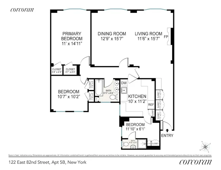 New York City Real Estate | View 122 East 82Nd Street, 5B | Floor Plan 5B | View 11