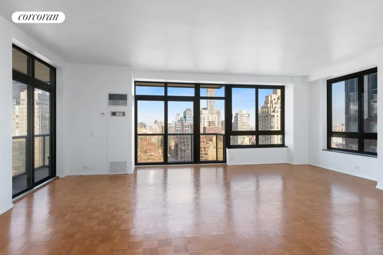 New York City Real Estate | View 100 United Nations Plaza, 32E | Living room with 3 exposures | View 2